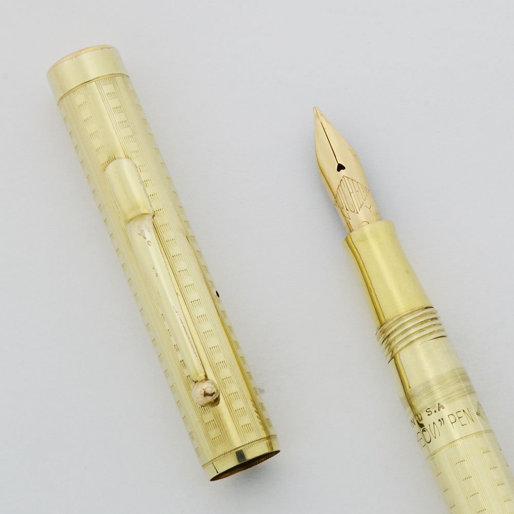 Hutcheon Brothers Fountain Pen - Gold Filled Checkerboard Overlay